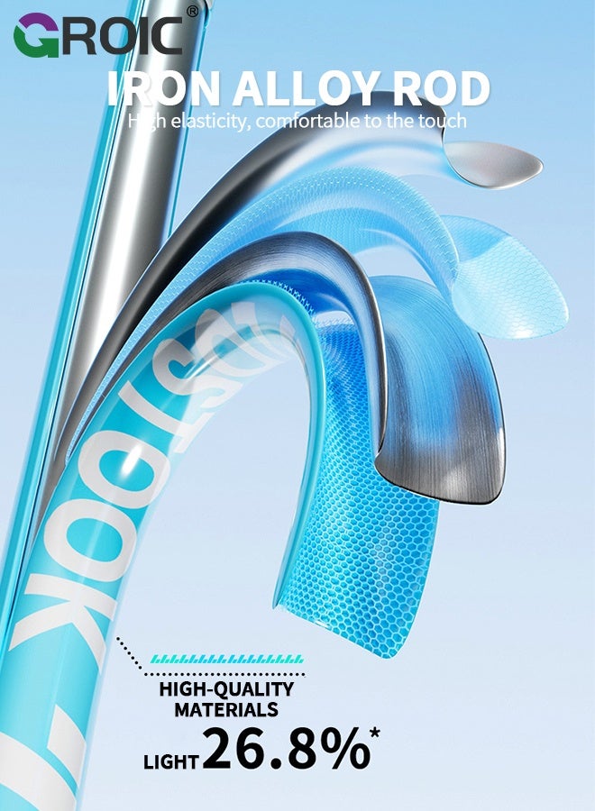 GROIC مجموعة مضارب كرة الريشة، تشمل 2 مضرب، 3 كرات، 2 شريط قبضة مضرب، 1 حقيبة حمل، خفيفة الوزن وأداء عالي للرياضة، التدريب والترفيه، أسلوب أزرق ووردي، مضرب كرة الريشة - Image 4